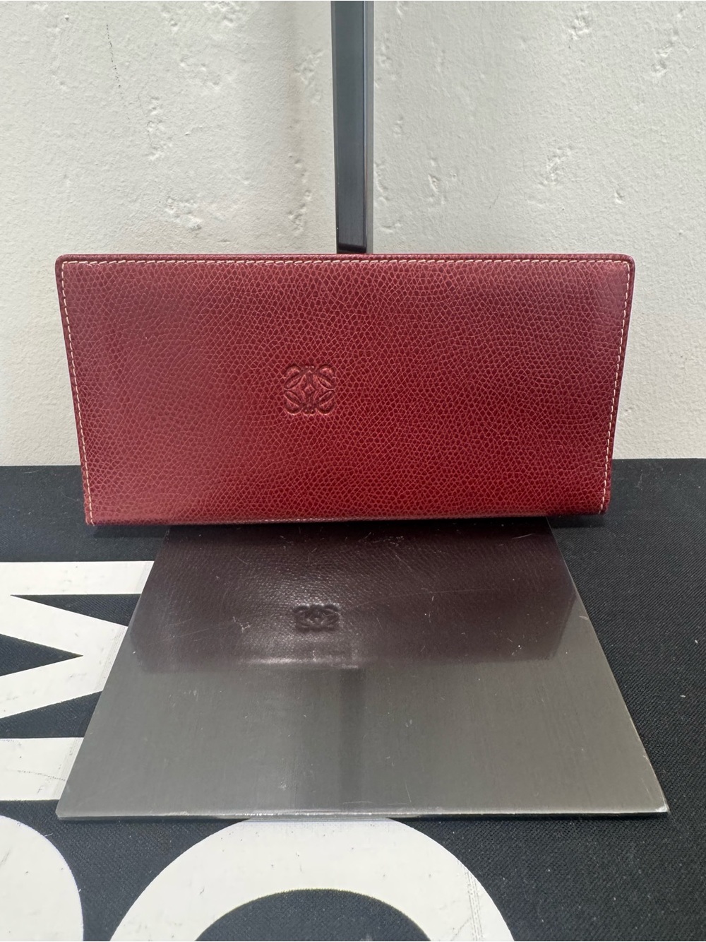 Loewe Burgundy Textured Leather Long Wallet